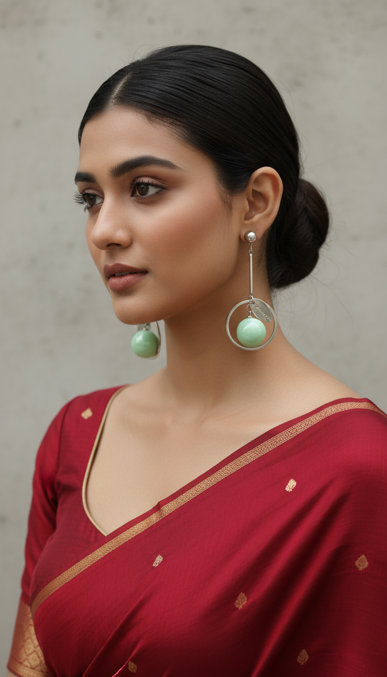 Green Round Shell Pearl Earrings Drop Hanging Hook Pearl Earrings Jewellery